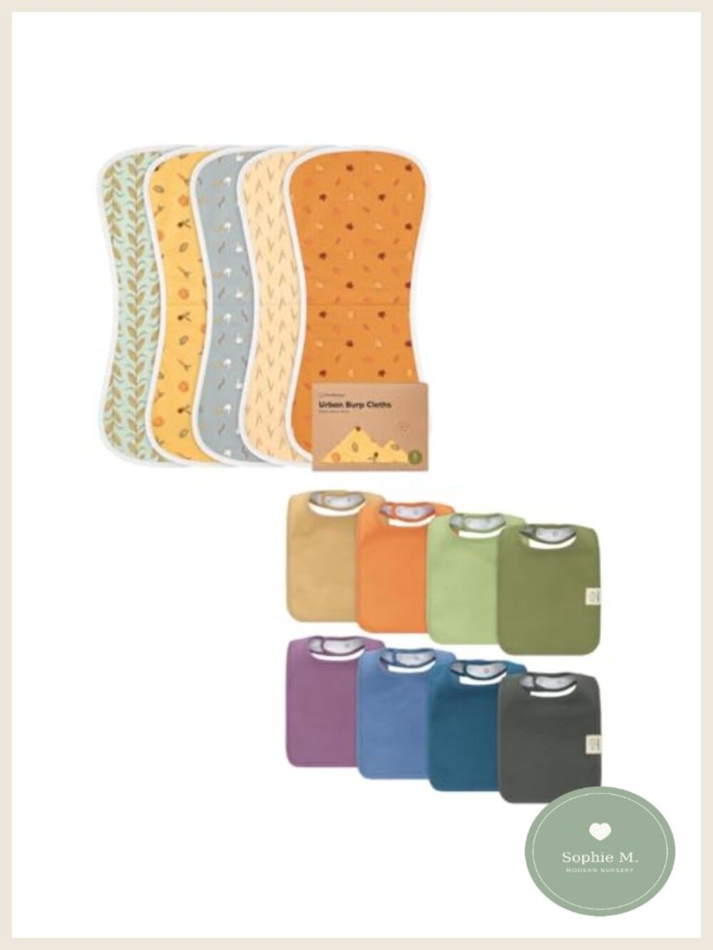 5-Pack Burp Cloths & 8-Pack Cotton Baby Bibs Set - Absorbent Drool Bibs